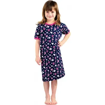 Dámská noční košile Dívčí noční košile Srdce - 110 / tmavě modrá