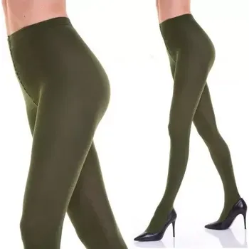 Dámské punčochy Dámské punčocháče Velvet Cotton 120 DEN - 5 (XL) / tmavě zelená