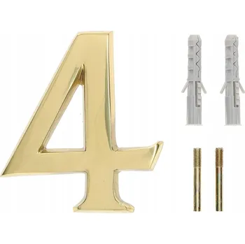 Domovní cedule Číslo domu "4" na dveře 3d 10 cm mosazné - 4