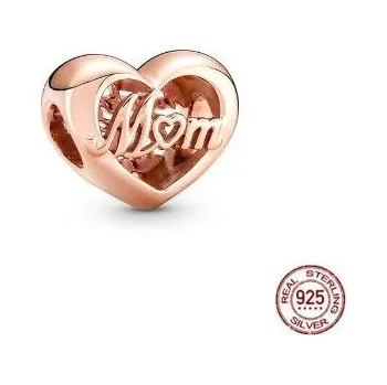 Korálek Prosperk Korálek na náramek srdíčko mom rose gold S2645