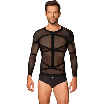 Dámská erotická souprava Pánské tričko T101 long sleeve - Obsessive černá S/M/L