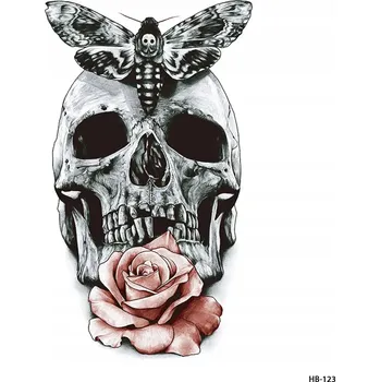 Odstranitelné tetování Dočasné tetování TATTOO 3D lebka růže květina