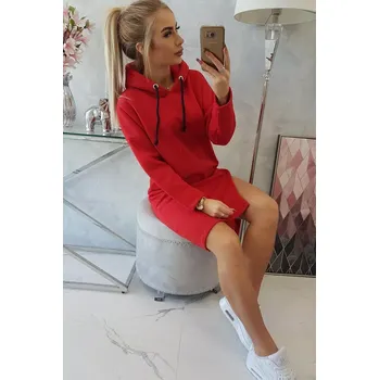 Dámské šaty Šaty s kapucí a bočním rozparkem červené UNI