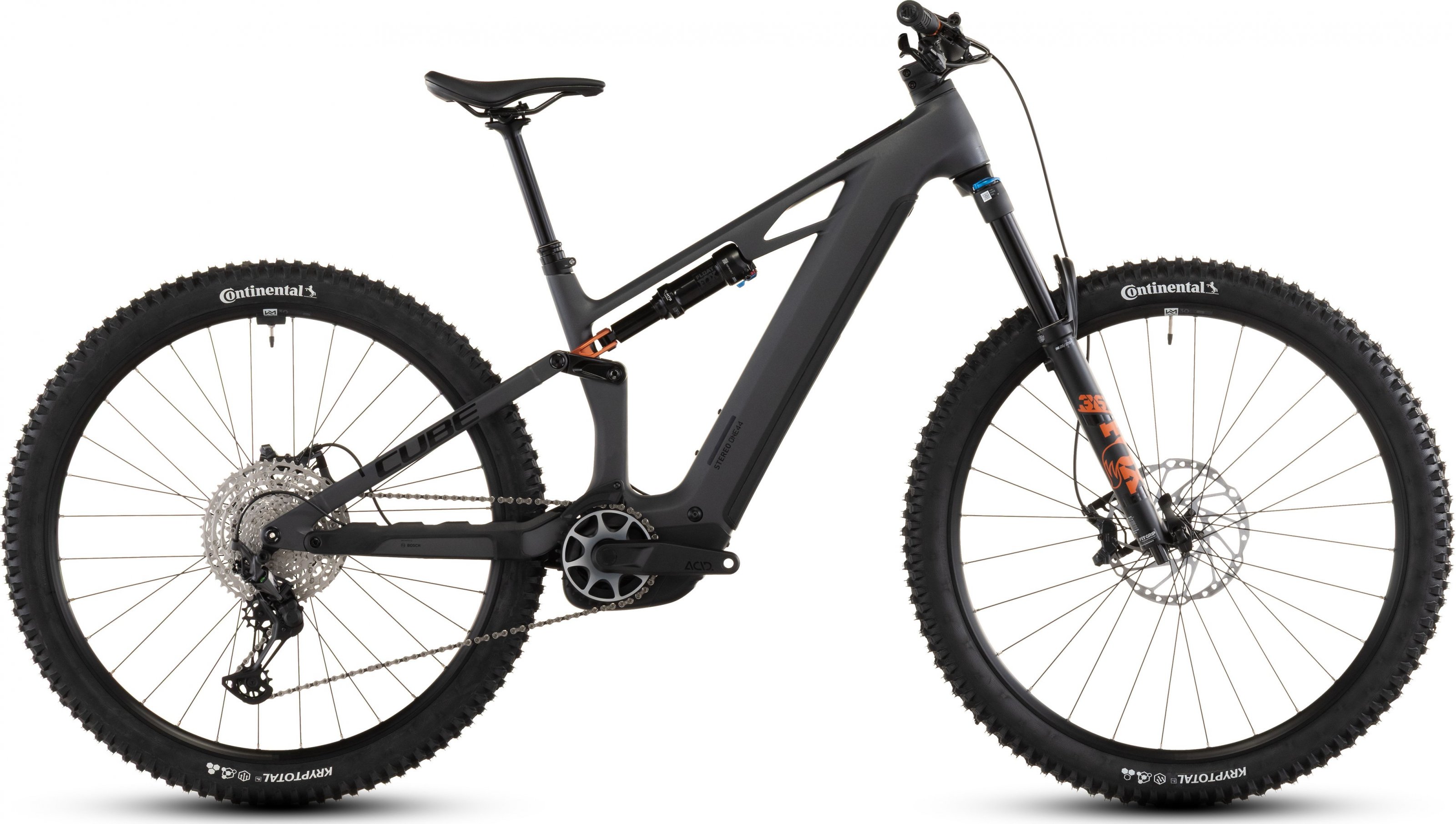 CUBE Stereo Hybrid ONE44 HPC SLX 800 29 slabgrey´n´orange (2026) Barva: Šedá, Velikost: M SLX 800 | Bosch CX až 120 Nm| 800 Wh | Fox 150/140 | 29" | včetně pedálů