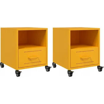 Noční stolek Ocelová noční stolek 36x39x43,5 hořčicově žlutá