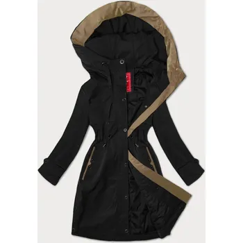 Dámská bunda Černá jednoduchá dámská bunda s kapucí LHD (LHD-24590) odstíny černé XXL (44)