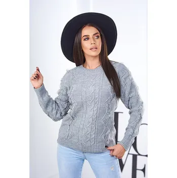 Dámský svetr Svetr s pleteninou šedý UNI