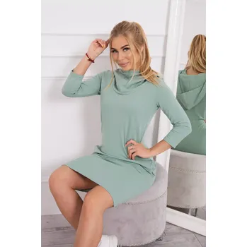 Dámské šaty Šaty s kapucí a kapsami tmavě mátové UNI