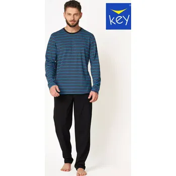 Pánské pyžamo Pánské pyžamo MNS 384 B24 Černá a modrá XXL