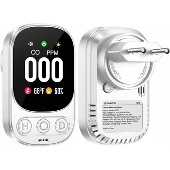 Bezpečnostní detektor Gedsffati Detektor detektor plynu, Oxid uhelnatý a Oxid uhličitý se zástrčkou