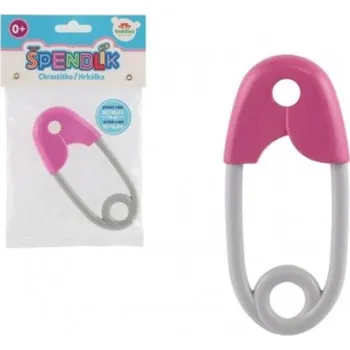 Chrastítko špendlík plast 12cm růžovošedé