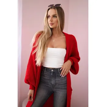 Dámský svetr Svetr dlouhý kardigan červený UNI