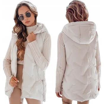 Dámská vesta Dámská prošívaná vesta s kapucí bílá TY5108 - S