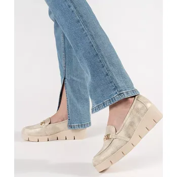 Dámské mokasíny Luxusní mokasíny zlaté dámské na klínku 39