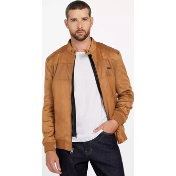 Pánská parka GUESS pánská koženková bunda Travis hnědá XL