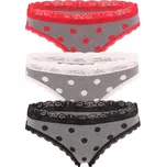 Malva klasické bikini kalhotky s krajkou 3596 - 3 bal M vícebarevná