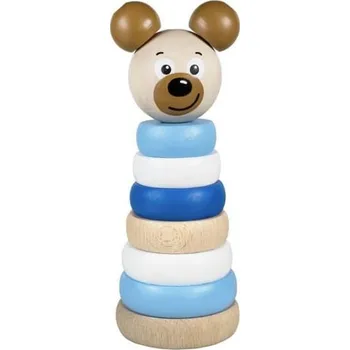 Dřevěná hračka Pyramida medvěd modrá