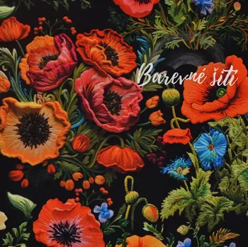 Úplet, Vyšívané makové květy na černé (E) (Luxusní vzory z Turecka)