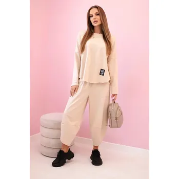 Bavlněná mikina kalhoty set tmavě béžová UNI