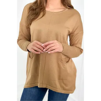 Dámský svetr Svetr s předními kapsami Velbloud UNI