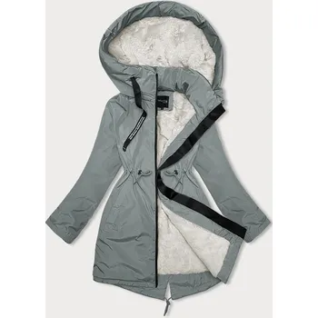 Světle zelená dámská zimní bunda s kapucí Miss TiTi (H-3832) odstíny zelené XL (42)