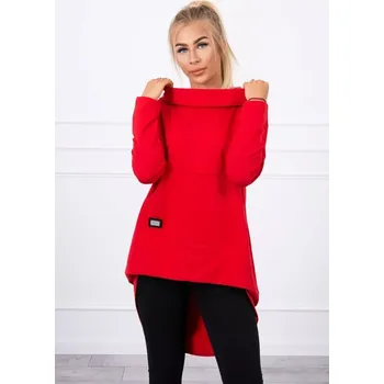 Dámská mikina Mikina s dlouhými zády a kapucí červená UNI