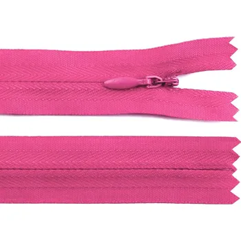 Zip Skrytý Zip - Šíře 3 mm, Délka 18 cm - Nedělitelný - 146 růžová tmavá