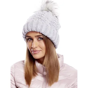 Čepice Světle šedá čepice s copánkovým vzorem AT-