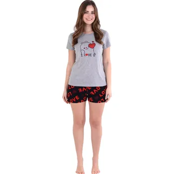 Dámské pyžamo Dámské pyžamo 01/239 šedé s medvědem - Karol 3XL