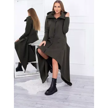 Dámské oblečení Zateplené šaty s delšími boky khaki UNI