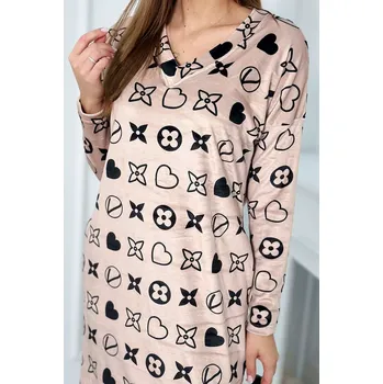 Dámské šaty Sametové šaty s ozdobným vzorem béžový UNI