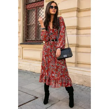 Dámské šaty Dámské šaty SUK0241 - Roco 34 hnědá-vzor