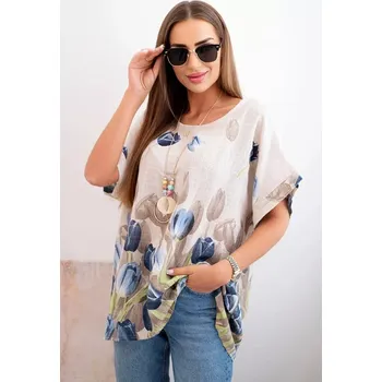 Dámská košile Dámská bavlněná košile s květinovým vzorem béžový UNI