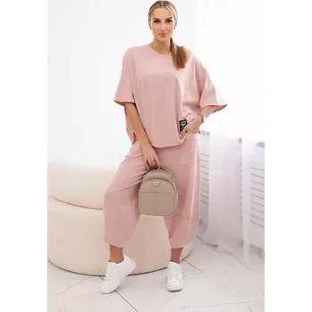 Dámská halenka Bavlněný komplet halenka + kalhoty tmavě pudrově růžová UNI