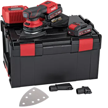 FLEX ODE 2-100 18-EC/2.5 Set, Aku delta bruska s regulací otáček bezuhlíková 18 V + Akce brusivo 100ks (Verze: s kufrem, rychlkonabíječkou a 2x baterií 2.5 Ah + Akce brusivo 100ks)