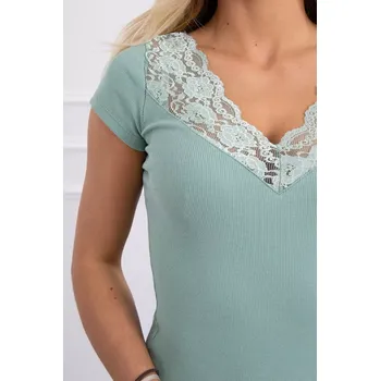 Dámská halenka Halenka se šněrovacím výstřihem tmavě mátová UNI