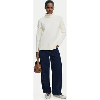 Dámský svetr Desigual Rolák Vantaa 25WWJF11 Bílá Relaxed Fit M