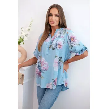 Dámská halenka Dámská bavlněná halenka s květinovým vzorem modrý UNI