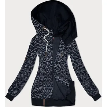 Dámská mikina Tmavě modrá rozepínací dámská mikina se vzorem srdíček (2315) odstíny modré XXL (44)