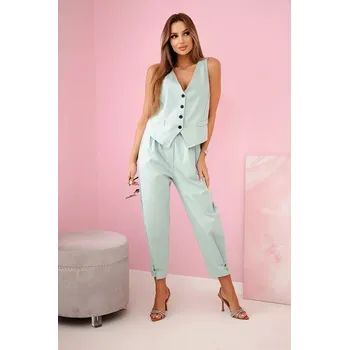 Dámská halenka Set vesta + kalhoty tmavá máta UNI