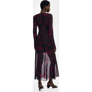 Dámská móda Desigual Koktejlové šaty Ratan 25WWVW24 Bordó Regular Fit L