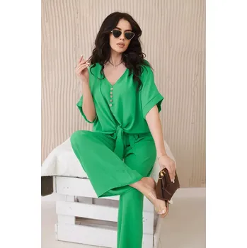 Dámská halenka Souprava halenky a kalhot světle zelená UNI