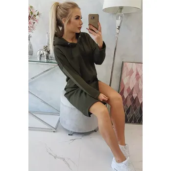 Dámské šaty Šaty s kapucí a bočním rozparkem v barvě khaki UNI