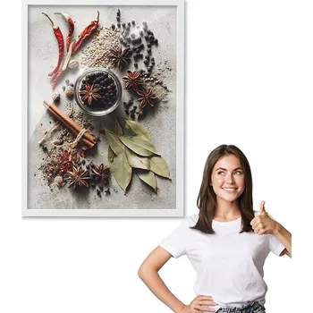 Obraz Obraz s rámem, vzor KOŘENÍ bílý rámeček 50x70 do kuchyně jídelny