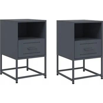 Noční stolek Ocelové noční stolky 36x39x60,5 cm, antracitové