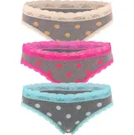 Malva klasické bikini kalhotky s krajkou 3596 - 3 bal L vícebarevná