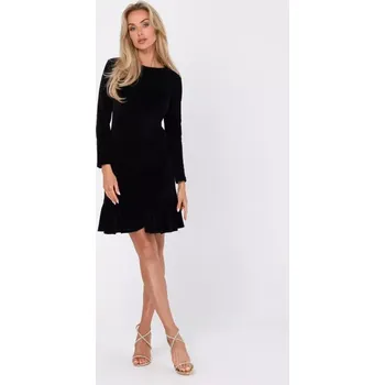 Dámské šaty M765 Šaty s nařaseným spodním lemem - černé EU M