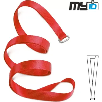 Šňůrka na krk s oválným kroužkem, 1ks, červená