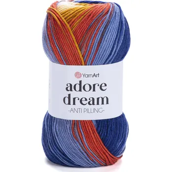 Příze Yarn Art Adore Dream 1065 modrá, hořčicová, cihlová