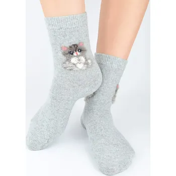 Dámské ponožky Dámské ponožky s vlnou SW017 - 36-41 / světle šedý melír